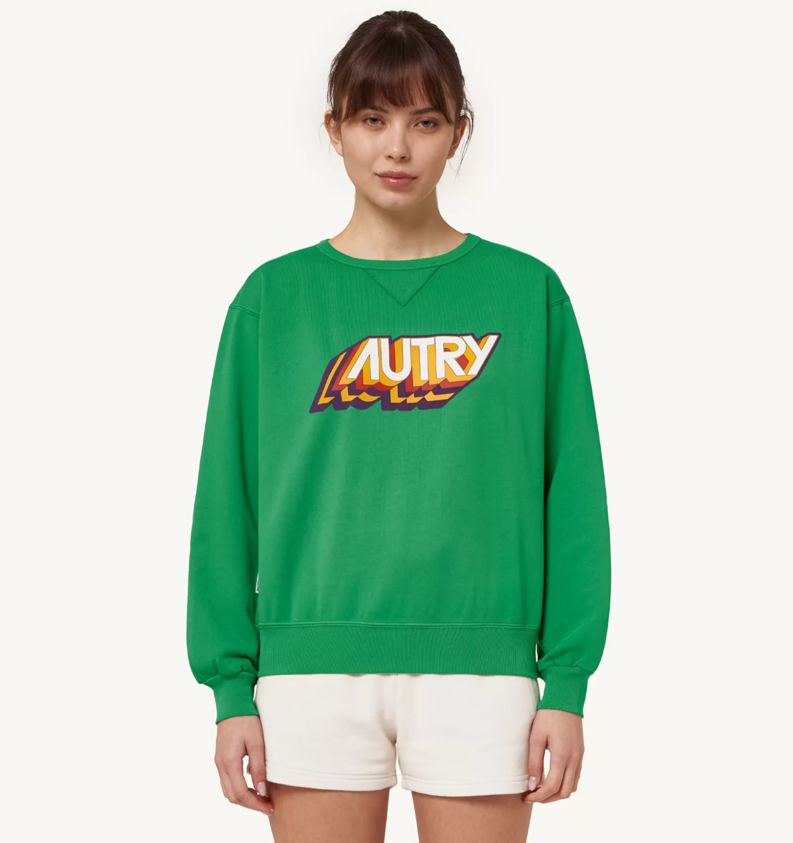 Top^AUTRY Aerobic Logo Crew Neck Sweatshirt Color Green