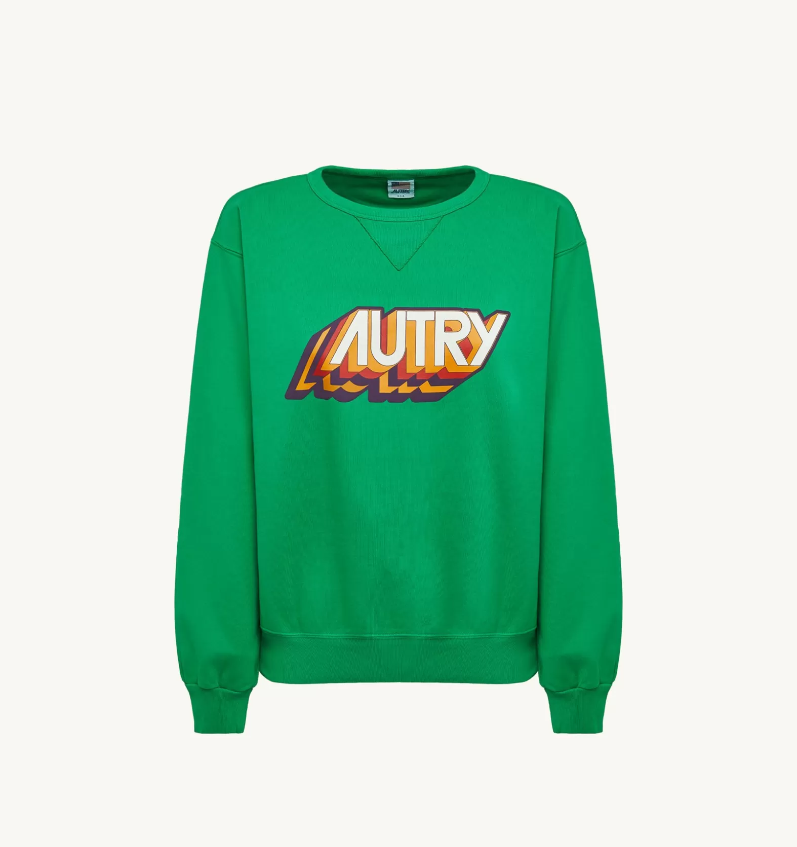 Top^AUTRY Aerobic Logo Crew Neck Sweatshirt Color Green