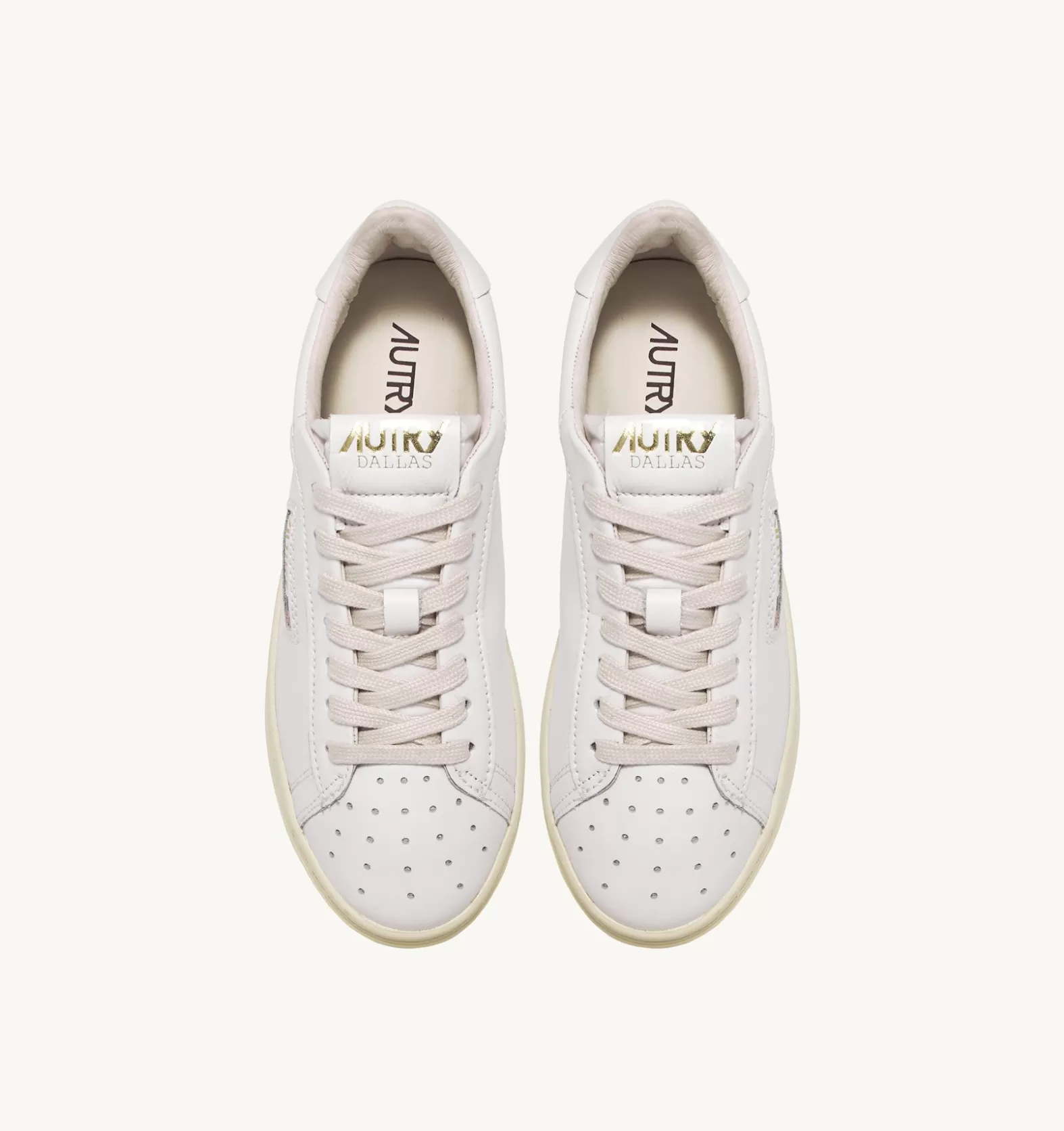 Dallas^AUTRY Dallas Low Sneakers In Leather And Foil Print Color White And Platinum