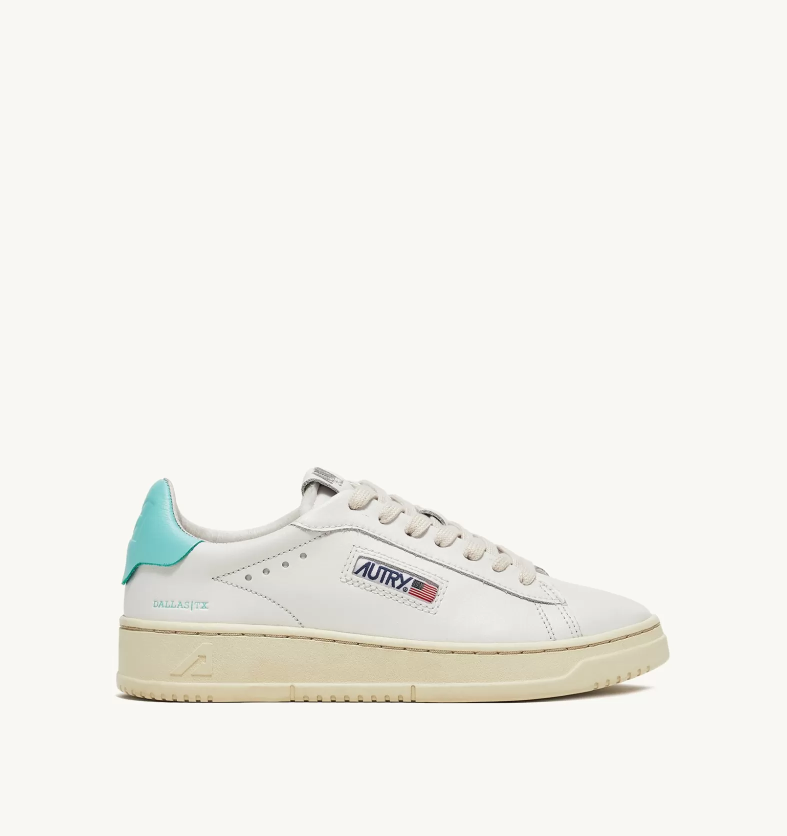 Dallas^AUTRY Dallas Low Sneakers In Leather Color White And Turquoise