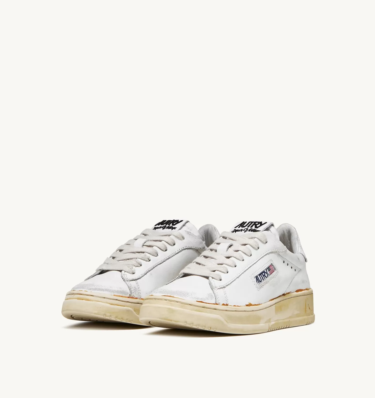 Super Vintage^AUTRY Glue-Finish Dallas Low Vintage Sneakers In Leather Color White