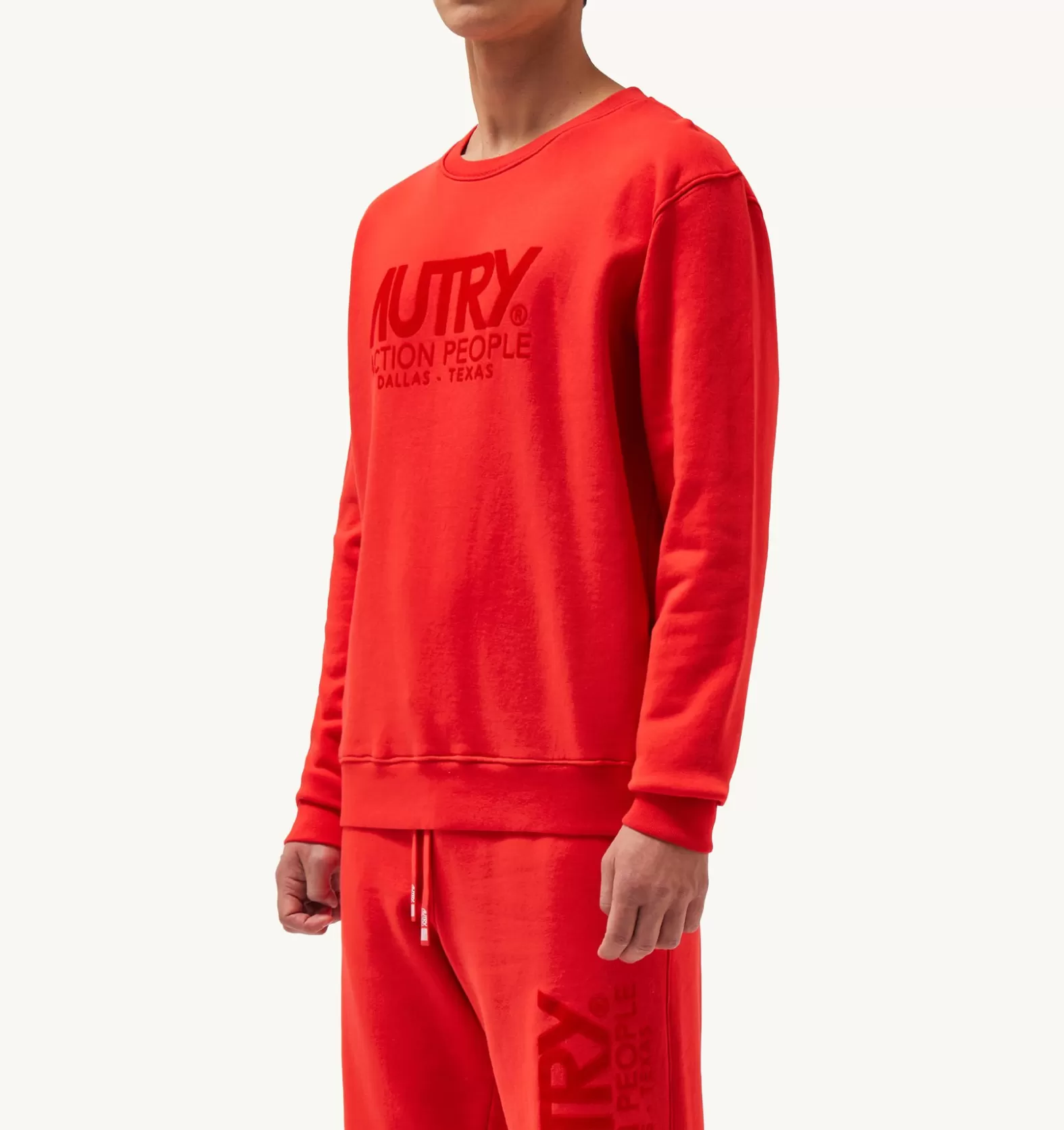 Top^AUTRY Iconic Flock Crew Neck Sweatshirt Color Red