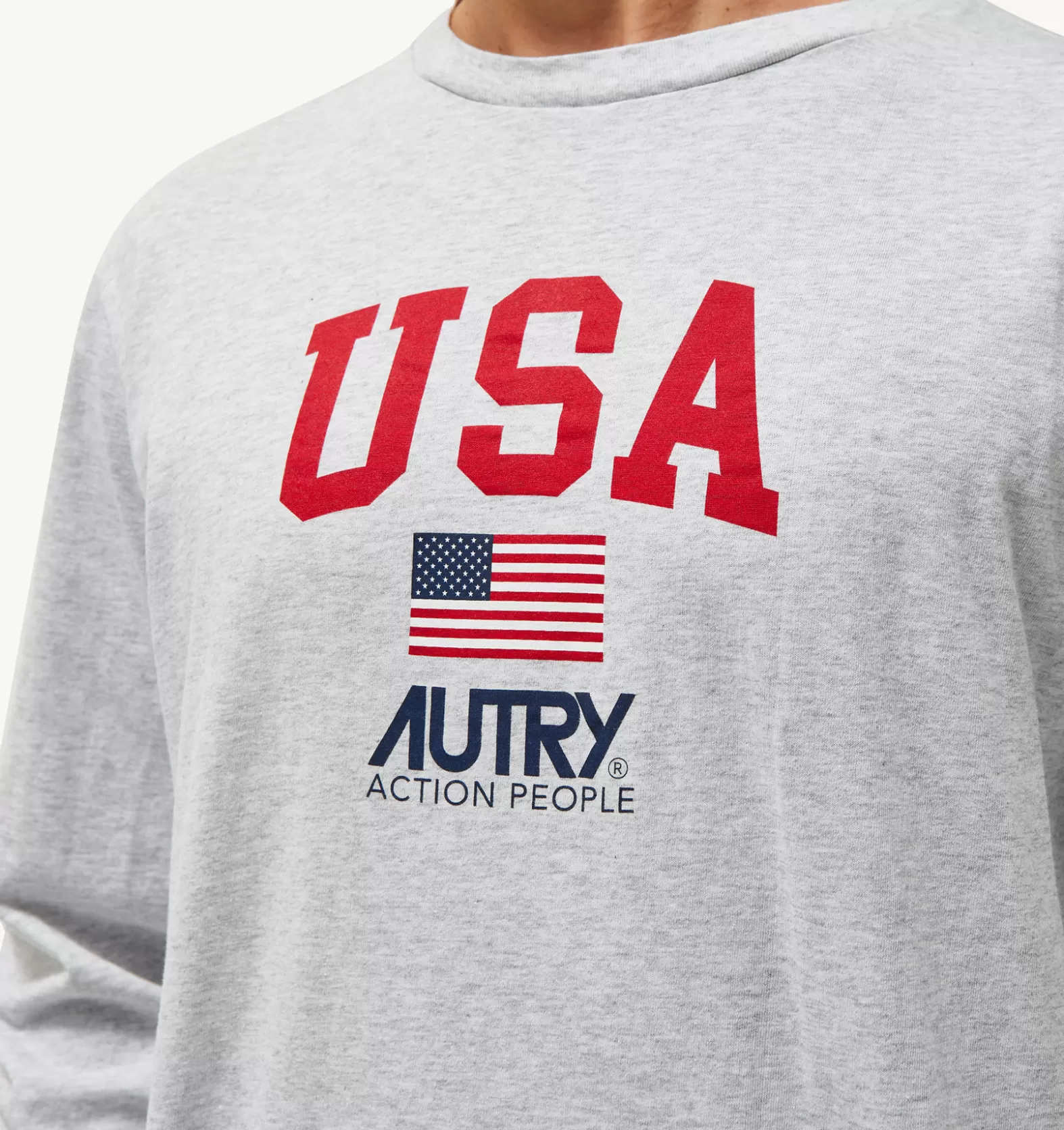 Top^AUTRY Iconic Logo Long Sleeve Crew Neck T-Shirt Color Melange Gray