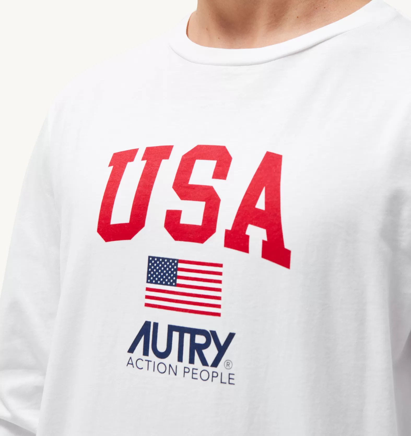 Top^AUTRY Iconic Logo Long Sleeve Crew Neck T-Shirt Color White