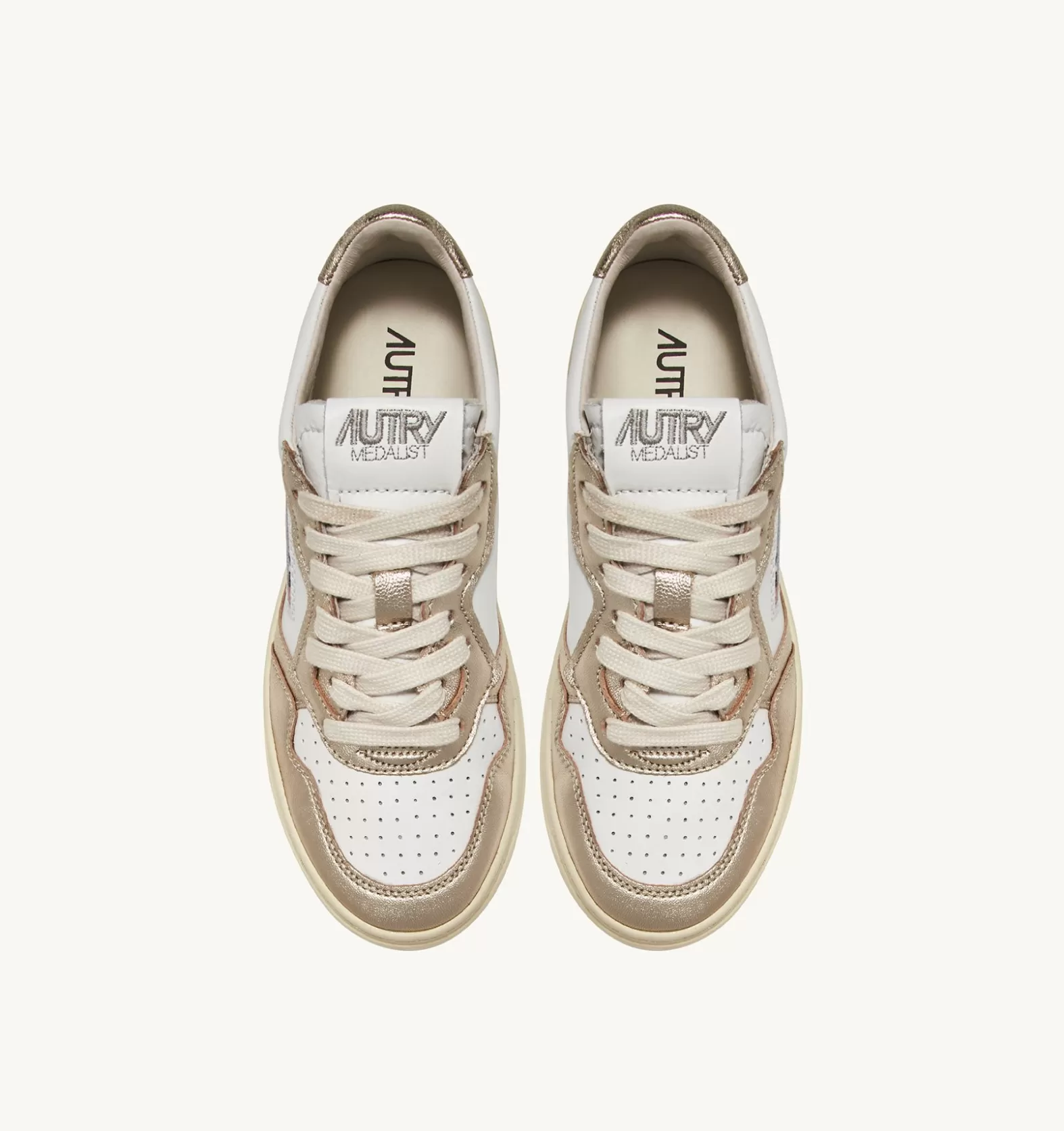 Medalist^AUTRY Medalist Low Sneakers In Leather Bicolor White And Platinum