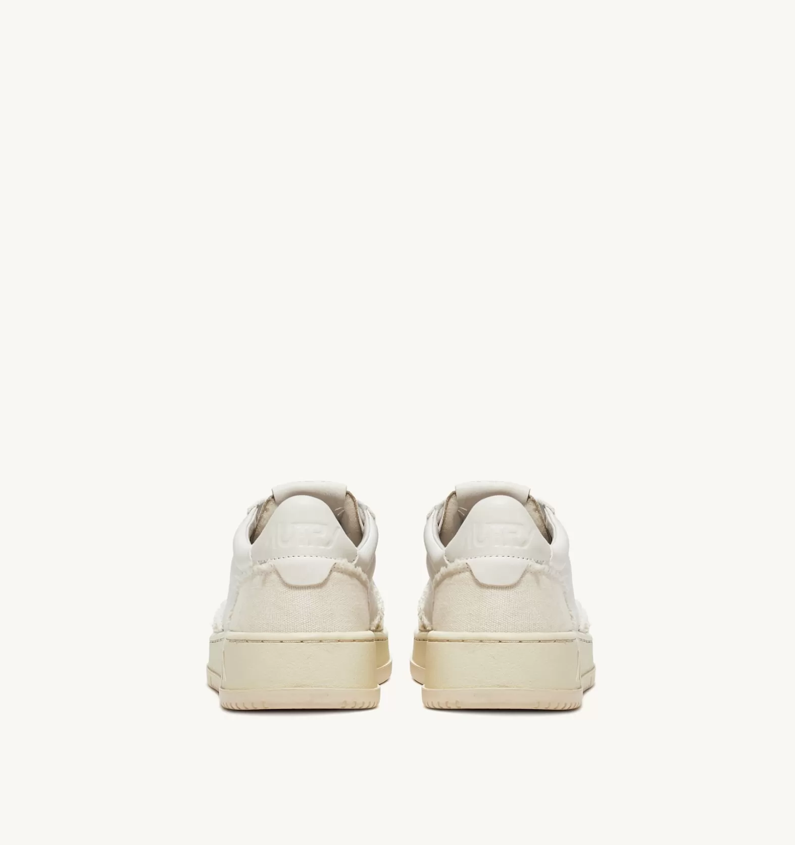 Medalist^AUTRY Medalist Low Sneakers In Soft Goatskin And Frayed Canvas Color White And Ivory White