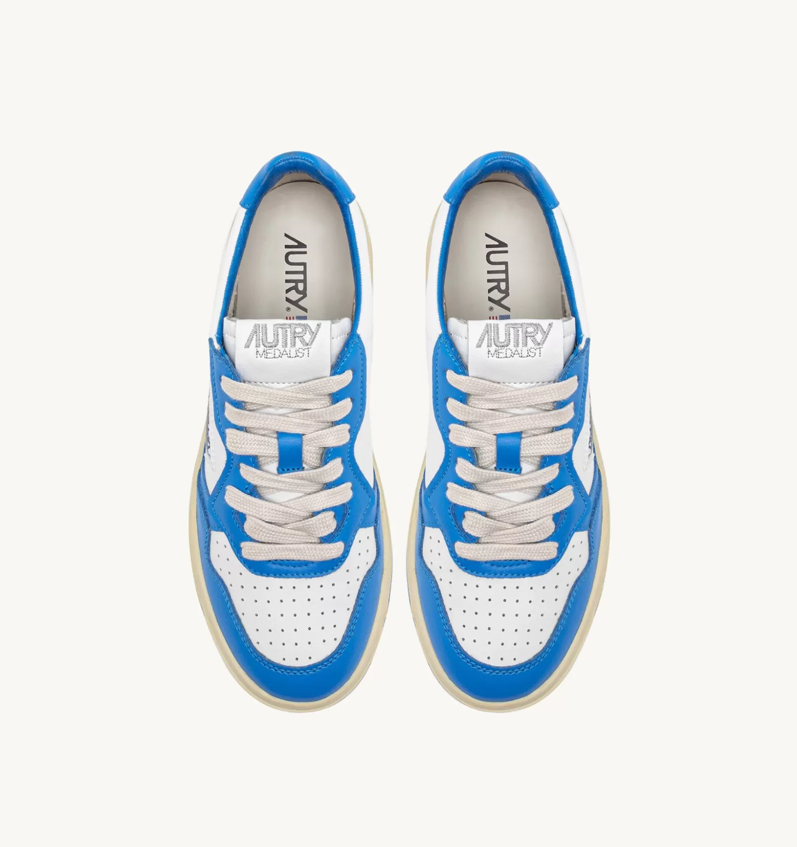 Medalist^AUTRY Medalist Low Sneakers In Two-Tone Leather Color White And Azure