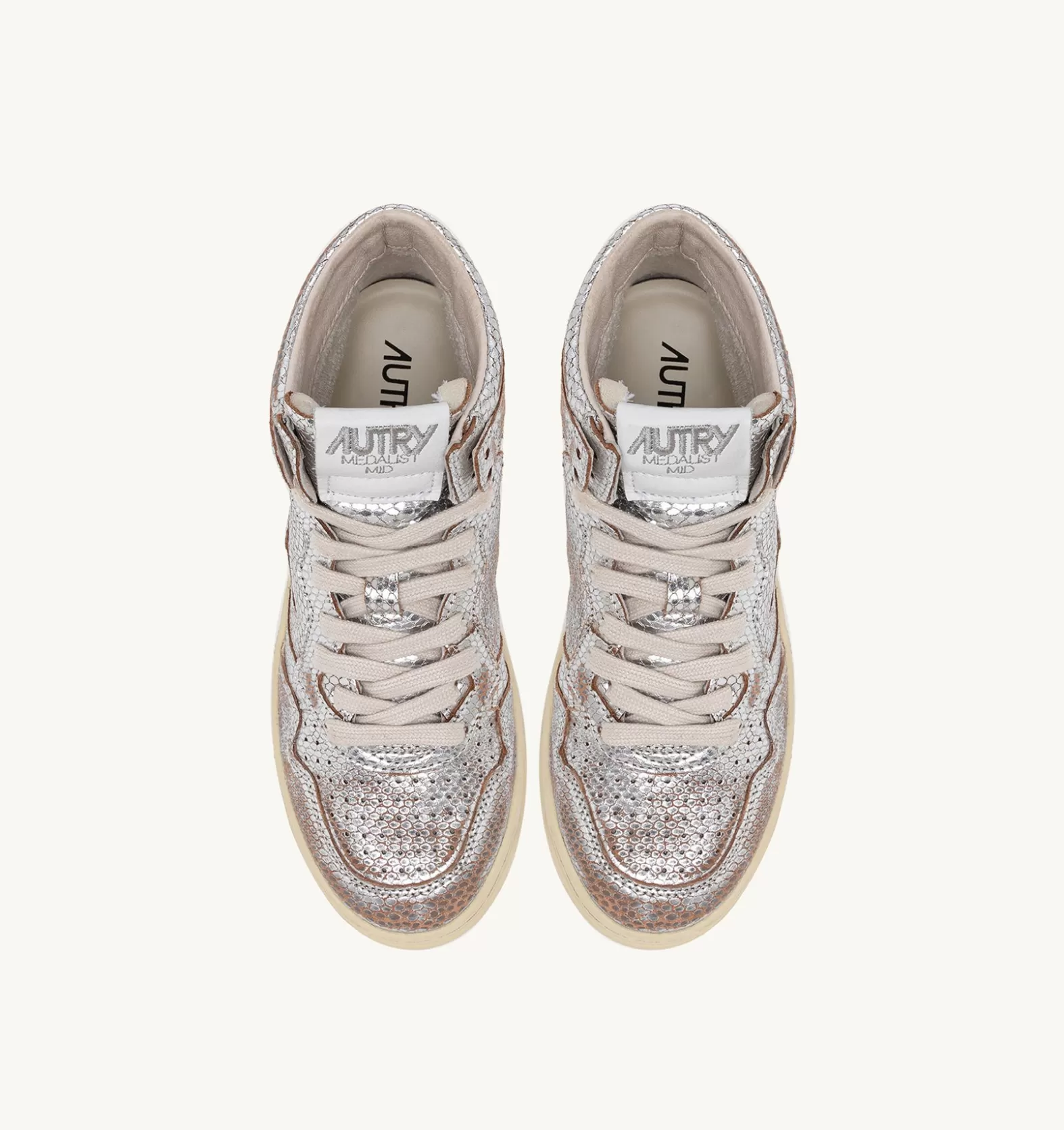 Medalist^AUTRY Medalist Mid Sneakers In Snake-Effect Leather Color Silver