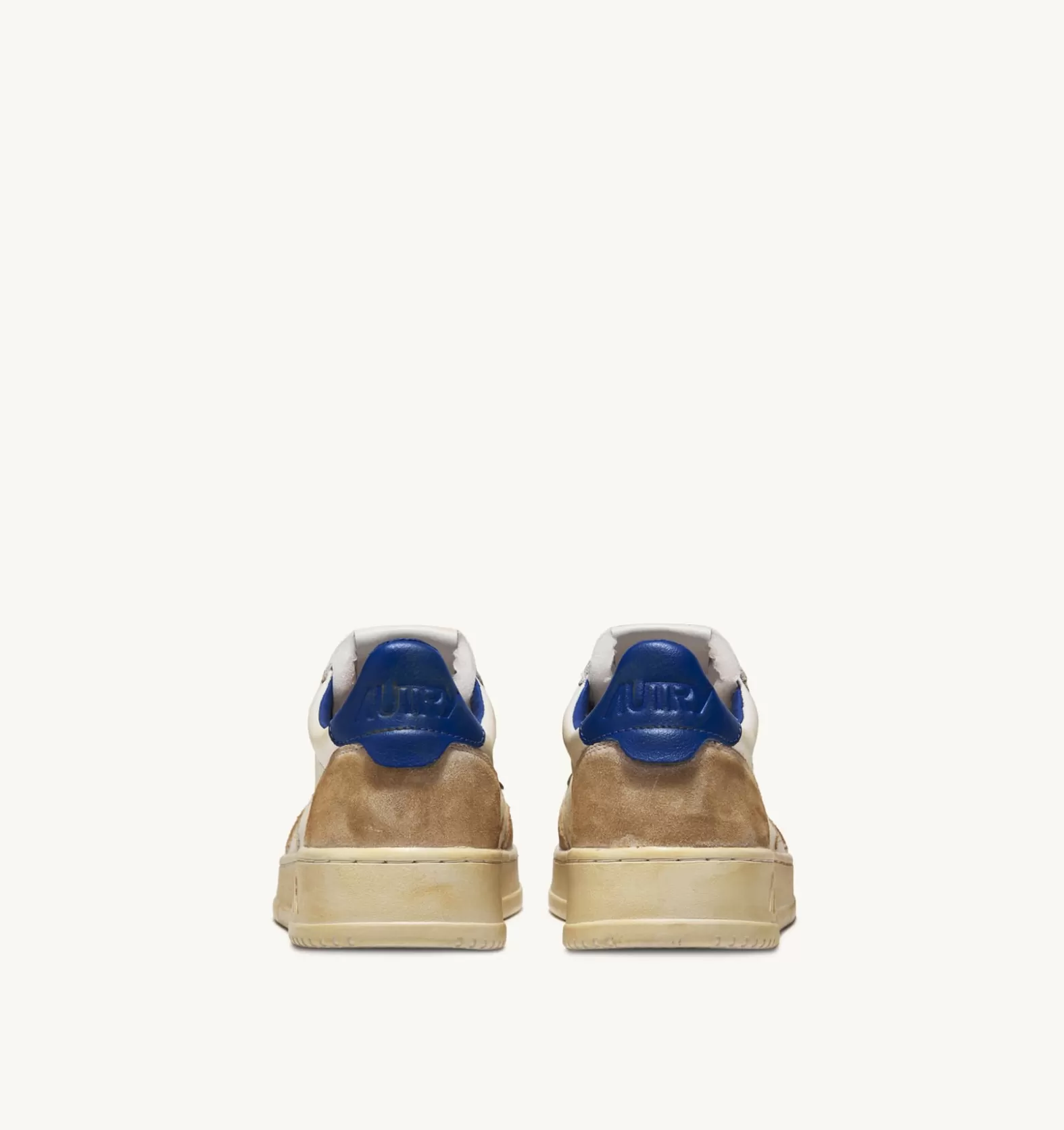 Super Vintage^AUTRY Super Vintage Medalist Low Sneakers In White And Blue Yellowing Effect Leather