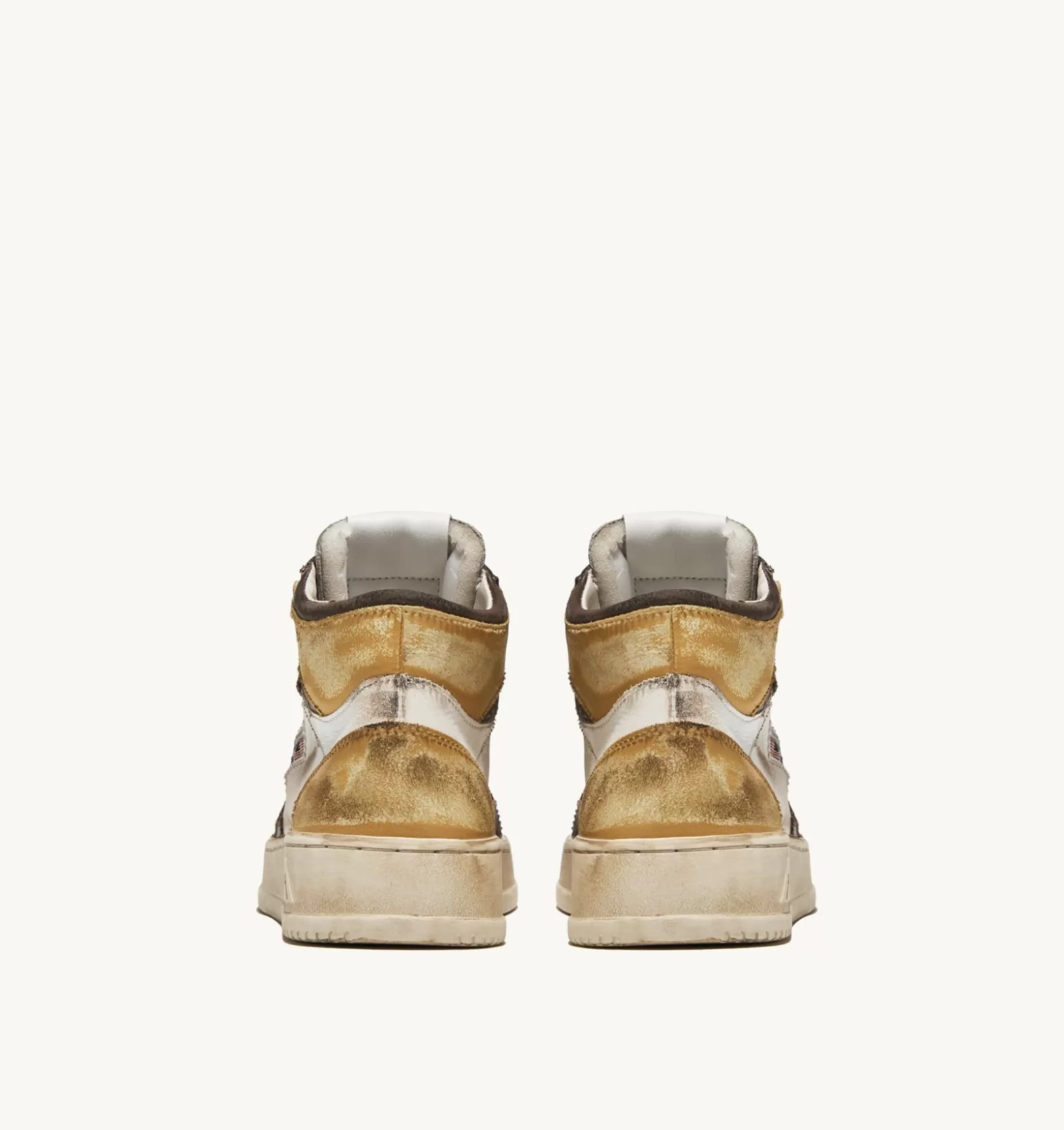 Super Vintage^AUTRY Super Vintage Mid Sneaker In White, Brown And Honey Color Leather